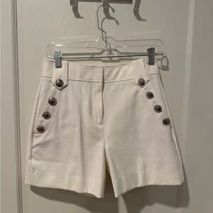 White House Black Market Cream Women's Shorts with Button Accents